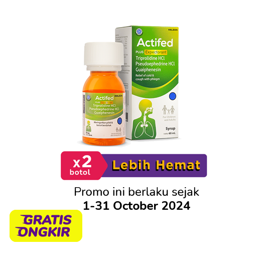 Actifed Plus Expectorant Sirup 60 ml 2 Botol – Hemat Borongan – Dosis dan Aturan Pakai