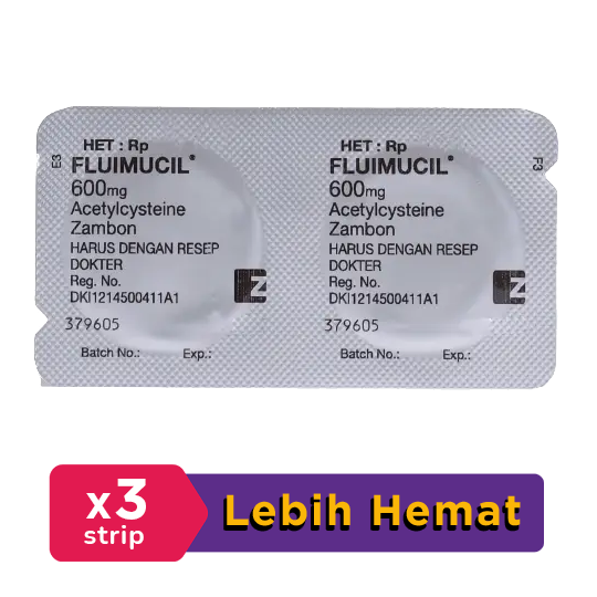 Fluimucil 600 mg 3 Strip (2 Tablet Effervescent/Strip) – Hemat Borongan – KPakai