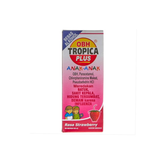 OBH TROPICA PLUS ANAK STRAWBERRY SIRUP – Harga, Efek Samping, Kegunaan dan Aturan Pakai