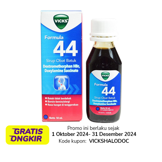 VICKS FORMULA 44 SIRUP 54 ML – Harga, Efek Samping, Kegunaan dan Aturan Pakai